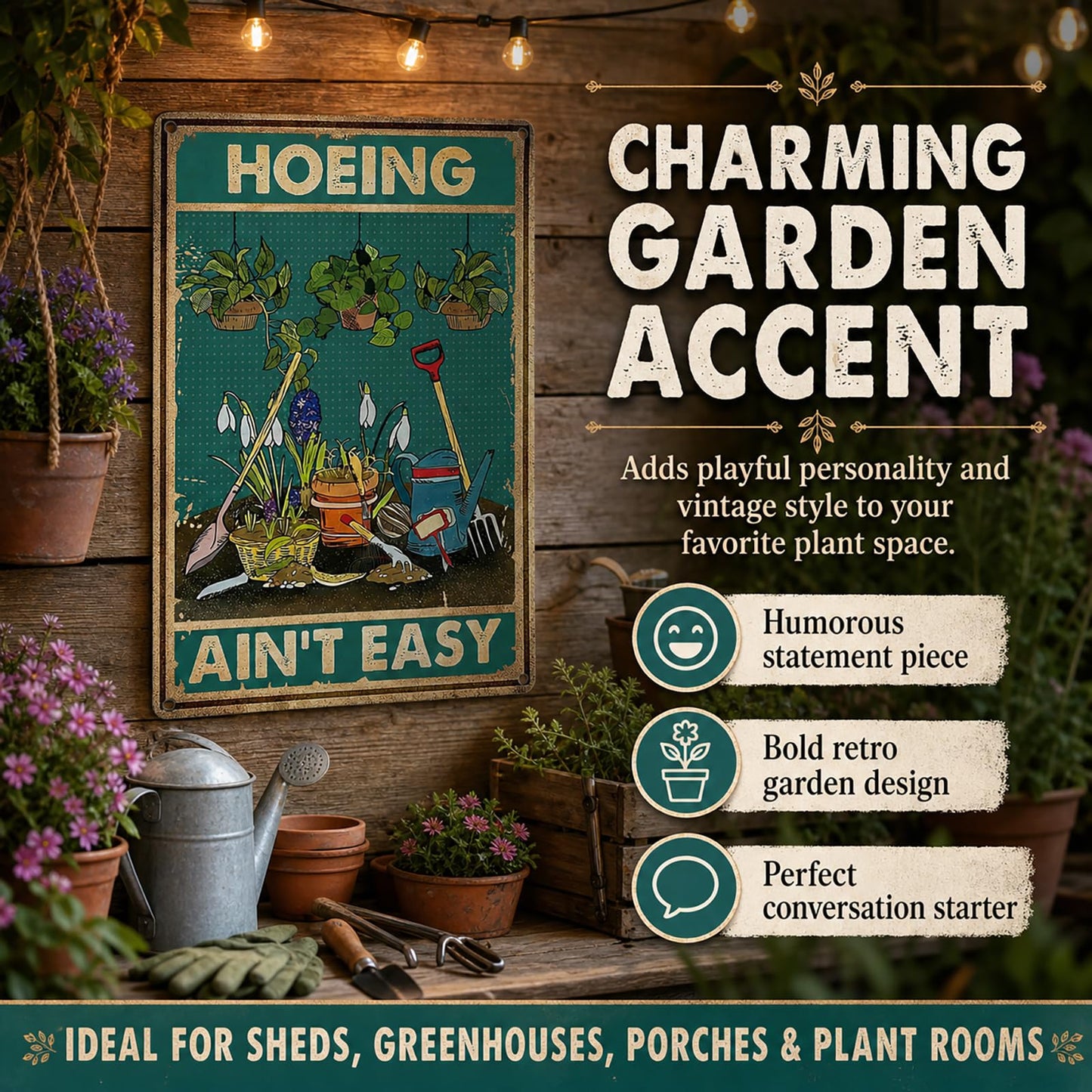 Artlunar Funny Garden Sign Outside Decor - Humorous Gardening Gift for Women Enthusiasts, 12" x 8" (980)