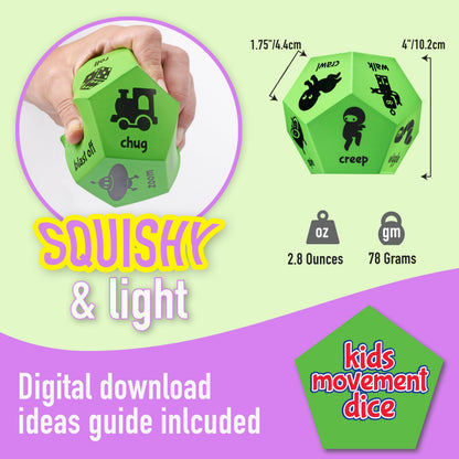 Covelico Movement Dice - Preschool Play Equipment & Recess Toys for Elementary Outside Gymnastics Games, Exercise Dice for Kids as Gross Motor Toys, PE Equipment for Outdoor & Indoor Recess Classroom