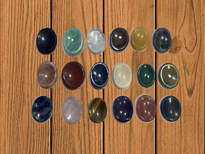 Set of 5 Assorted Thumb Worry Stones Metaphysical Gemstone Crystal Healing Reiki Men Women Gift Feng Shui Positive Energy Love Wellness Palm Stones Wicca Powerful