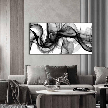 ENTANUB Abstract Wall Art for Bedroom, Black and White Canvas Wall Decor for Living Room, Smoke Picture Print, Size 40 x 20 Inches