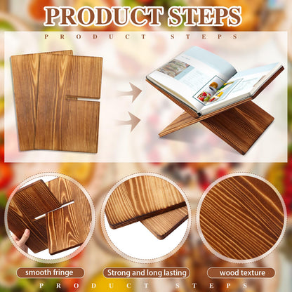 Geetery Book Stand Book Holder for Display Reading Textbook Holder Open Display Stand for Open and Closed, Cookbook, Magazines, Textbooks, Recipe(Dark Brown)
