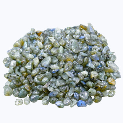 Labradorite Pre Drilled Crystal Crushed Chips Beads for Bracelets Making, DIY Handmade Natural Healing Crystals (25 Inch Strand)
