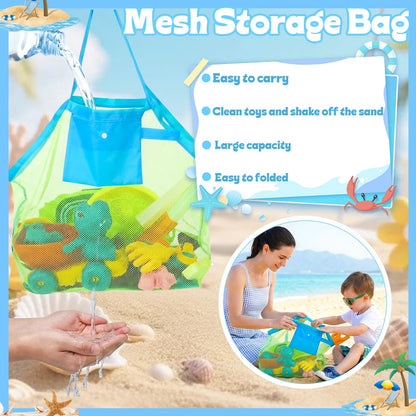 Guiqulai Beach Toys, Dinosaur Sand Toys Include Molds Foldable Bucket Mesh Storage Bag Shovels Dump Truck, Summer Sand Toys for Toddlers Kids