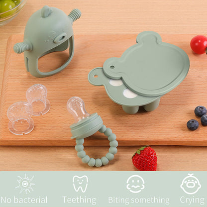 Gedebey 3-in-1 Baby Food & Fruit Feeder Set – Breastmilk Popsicle Mold with Freezer Tray, Teething Relief Toy, BPA Free Infant Silicone Feeding Combo, 3 Bonus Sizes (S/M/L) Sacs (Pea Green)