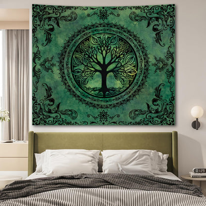 Apdidl Green Nature Tapestry for Bedroom Aesthetic, Hippie Ceiling Tree of Life Decor Tapestries Wall Hanging, Boho Bohemian Mandala y2k Art Backdrop for Dorm Living Room (51"X60")