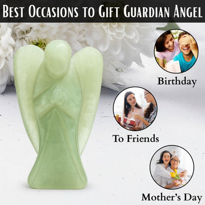 Amazing Gemstone Green Aventurine Angel - Green Aventurine Crystal Angel and Pocket Guardian Angel Crystal Figurines (1.5 inches)