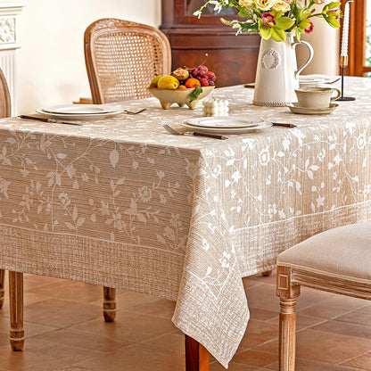 Midsummer Breeze Tablecloth for Rectangle Tables, Rustic Table Cloth Burlap Floral Tablecloth Farmhouse Kitchen Dining Table Cover, Soft Cloth Table Cloths (Beige, 60" X 75", 4-6 Seats)