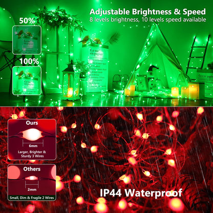 BrizLabs Color Changing Fairy Lights, 66ft 200 LED Red White Blue Fairy Lights with Remote, July 4th Lighting with Timer Dimmable Twinkle Light Music Sync for Indoor Xmas Halloween 4th of July Party
