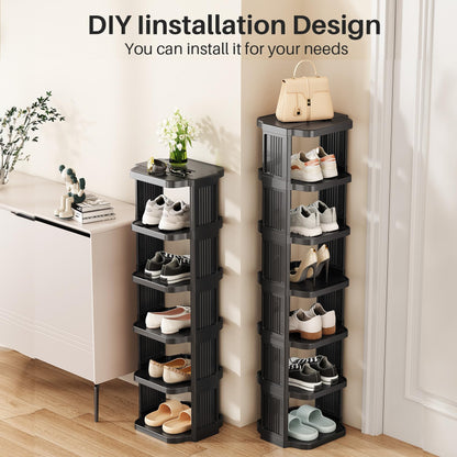 Kitstorack 8-Tier Vertical Plastic Shoe Rack, Freestanding Stackable Storage Organizer for Small Closets and Tight Spaces