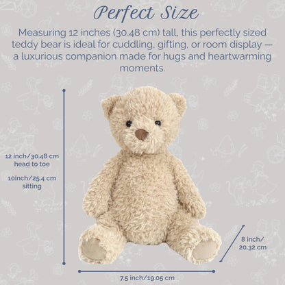 MON AMI Marshmallow Bear 12-Inch Stuffed Animal for Boys & Girls | Soft Teddy Bear Plush Toy | Cozy Snuggle Companion | Nursery Décor | Gift for All Ages