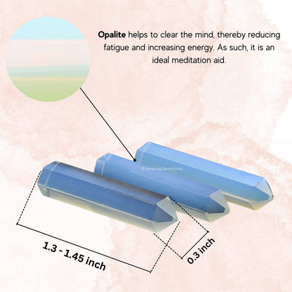 Amazing Gemstone Opalite Crystal Points Bulk Healing Crystals and Stones - Pack of 3 Single Terminated Healing Wand Point Bulk Crystals for Crafts, Crystal Grid, DIY Work - Premium Crystals