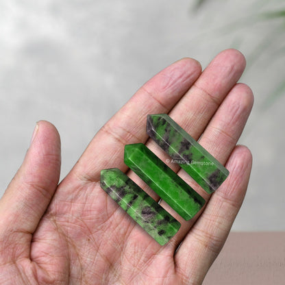 Amazing Gemstone Ruby Zoisite Crystal Points Bulk Healing Crystals - Pack of 3 Single Terminated Healing Wand Point Bulk Crystals for Crafts,Crystal Grid,DIY Work - Premium Crystals - Beginners Gift