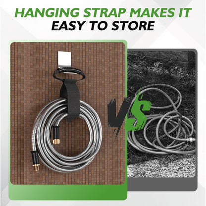 GARDENWORK Water Hose 50 FT,Stainless Steel Garden Hose with 10 Function Nozzle Flexible,Metal Garden Hoses with Leak-Proof Connectors,Flexible Hose,Waterhose for Outside