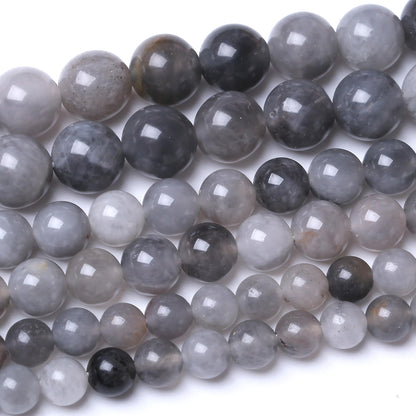 45PCS 8MM Natural Grey Crystal Beads Round Loose Stone Beads for Jewelry Making DIY Energy Stone Healing Power Bracelet 15"