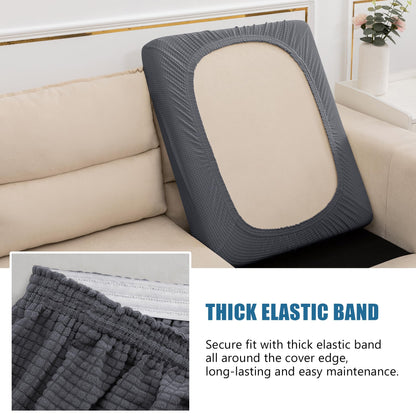 NC HOME Water-Repellent Sofa Cushion Covers Jacquard High Stretch Fabric Furniture Protector for Living Room, Washable Sofa Seat Slipcover, 1 Seater Settee (Chair Cushion, Gray)