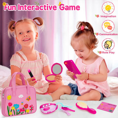 Officygnet Play Purse Toy for Girls 3+ Years Old, Toddler Purse Girl Toys with Pretend Makeup Kit, Pretend Princess Play Toy for Little Girl, Birthday for Toddler Girls Age 3+