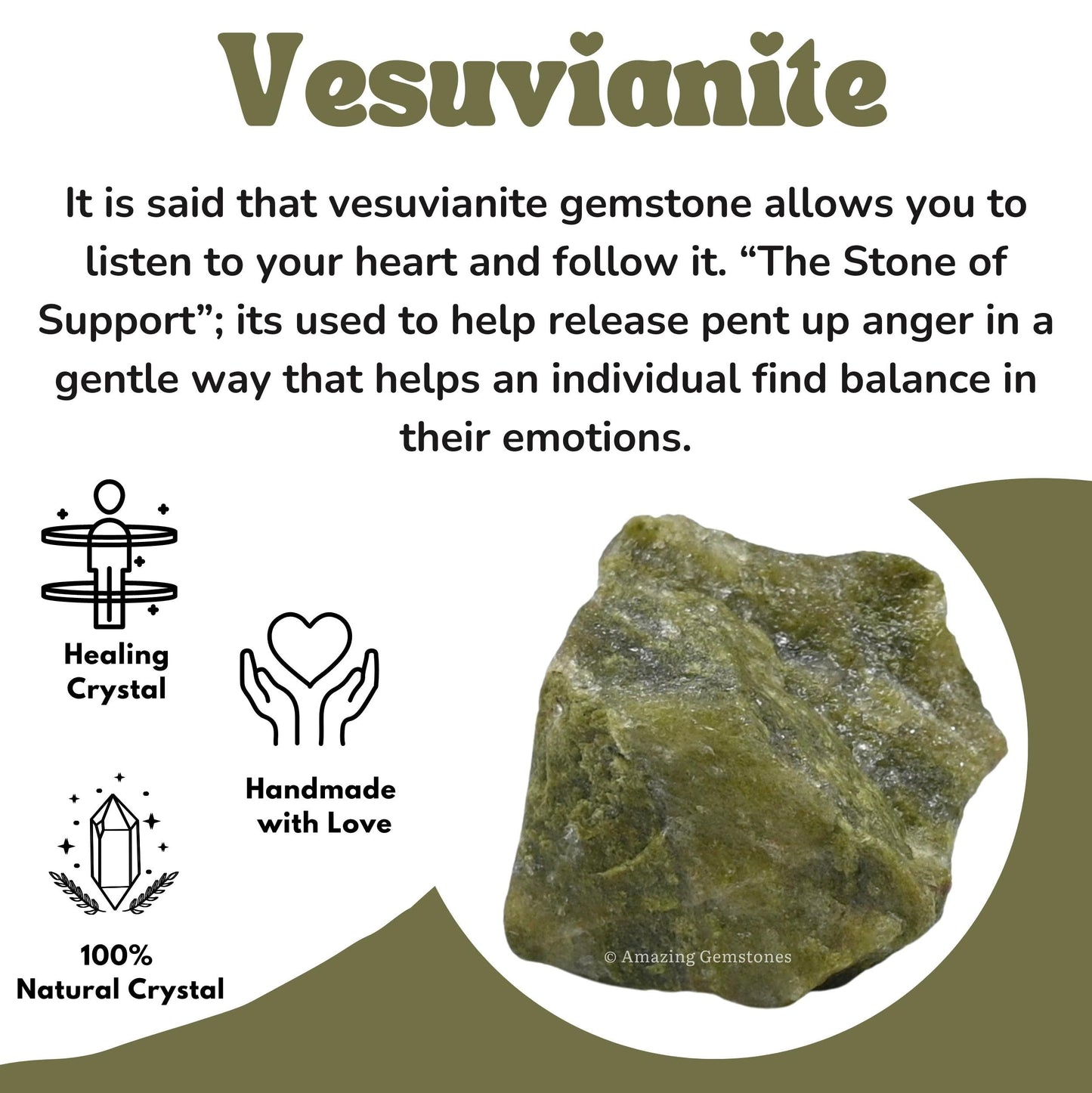 Amazing Gemstone 2 Pieces Vesuvianite Raw Crystals and Healing Stones, Natural Rocks for Tumbling and DIY Raw Stones and Crystals