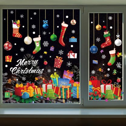 Quera Christmas Window Clings Christmas Ball Snowflake Gift Box Dot Static Window Stickers for Xmas Holiday Window Decorations Decal Home Party Ornaments, 11.8 "X 11.8", 6 Sheets