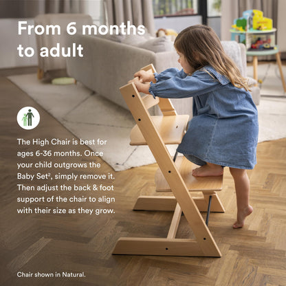 Stokke Tripp Trapp High Chair 2 (Storm Grey), Cushion 2 (Nordic Grey) + Stokke Tray (White) - Includes Chair + Baby Set 2 with Removable Harness for Children 6-36 Months