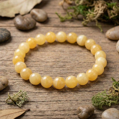 Yochus 45pcs Yellow Jade Beads，8mm Healing Power Natural Stone Round Loose Beads for Jewelry Making Earring Necklace DIY Crafts