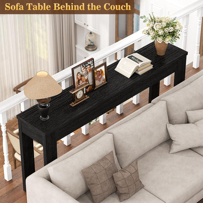 Armocity Console Table, 47" Farmhouse Wood Entryway Table, Sofa Tables Narrow Long Behind Couch, Entry Table for Entrance, Hallway, Living Room, Embossed Black