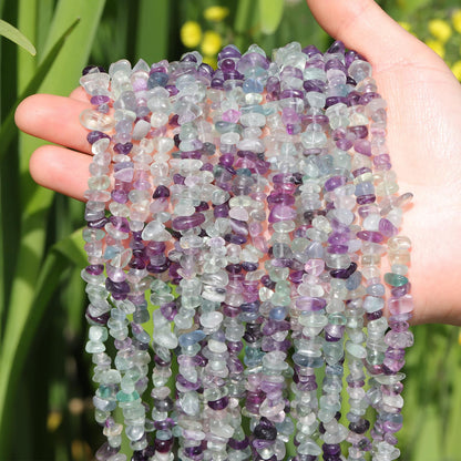 400pcs Natural Chip Stone Beads for Jewelry Making Fluorite 5-8mm Irregular Gemstones Healing Crystal Loose Rocks Bead Hole Drilled for Ring Earrings Necklace Bracelet Making DIY Art Crafts