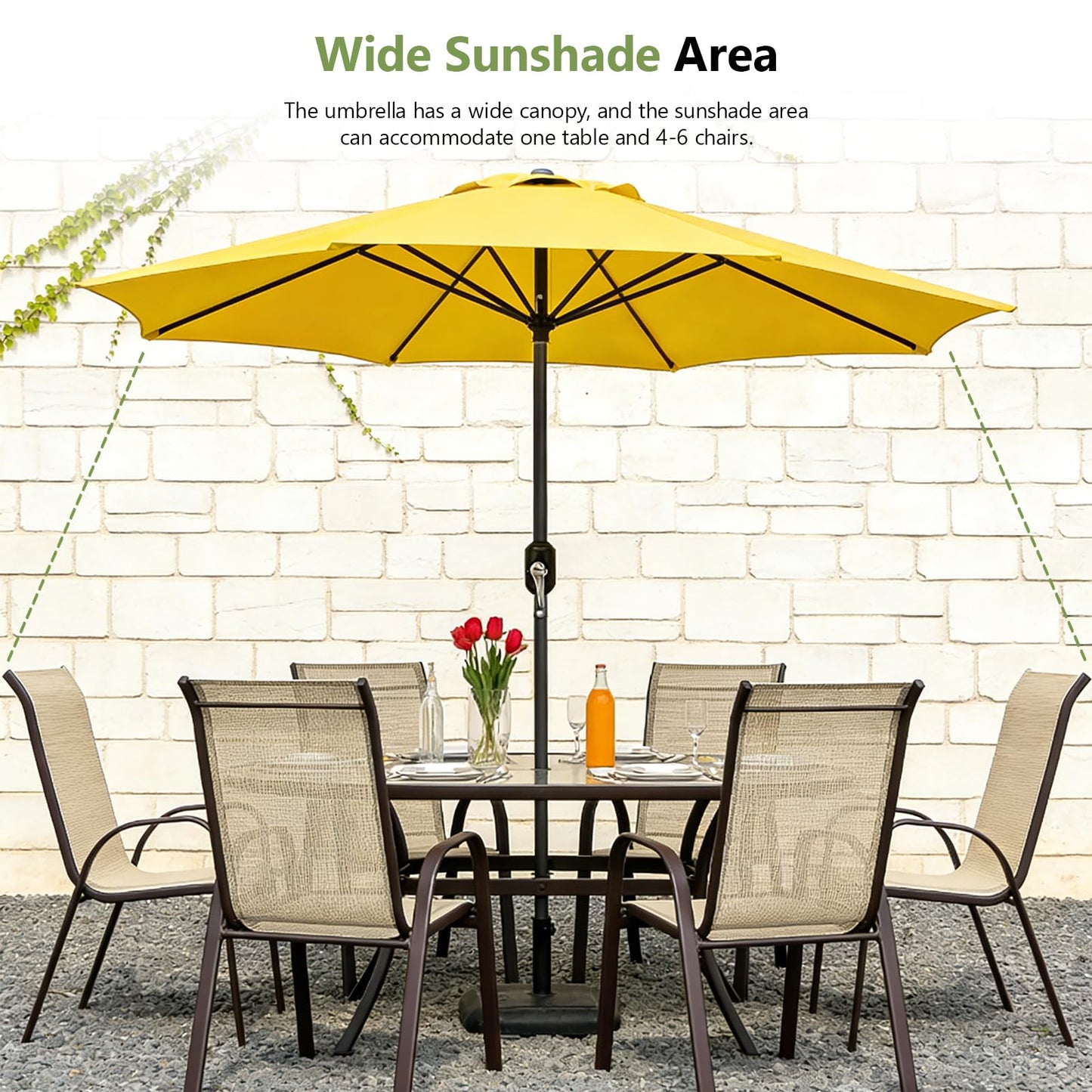 MAKE CHANGES 9FT Outdoor Patio Umbrella with Tilt & Crank, Wind Resistant Market Umbrella, UPF 50+ Waterproof 180G Canopy for Garden, Deck, Backyard and Pool
