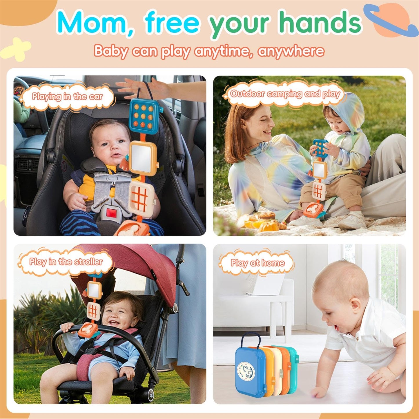 YINGZHIXING Busy Board for 1 2 3 Year Old - Montessori Travel Toy with Fine Motor Activities, Busy Cube Sensory Learning for Toddlers 1-3 - Perfect Baby Boy Girl Gift & Airplane Car Activity