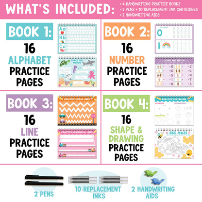 Hadley Designs Magic Grooved Writing Practice for Kids- Preschool Learning Activities, Letter Tracing for Kids Ages 3-5, Magic Book Handwriting Practice, Kindergarten Workbooks, Pre K Graduation Gifts