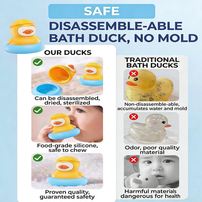 2-Pack Duck Baby Teething Toys, Detachable Silicone Infant Teethers & Bath Toys, Floating Water Sensory Toys for Babies 3+ Months, Food Grade BPA-Free Chew Toys for Bathtub & Pool, Ideal Baby Gift