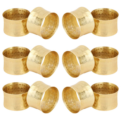 ITOS365 Handmade Round Hammered Golden Napkin Rings Holder for Dinning Table Parties Everyday, Set of 12