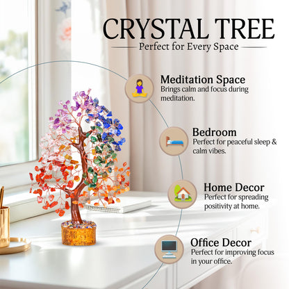 YATSKIA Seven Chakra Crystal Tree, Gemstone Tree of Life, Birthday Gifts for Women, Home Office Decor, Feng Shui Decor, Crystal Gifts