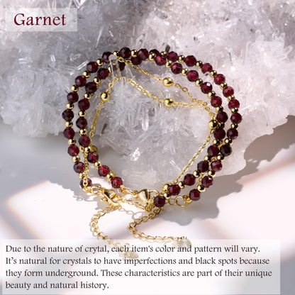 Farfume Garnet Crystal Bracelet Beaded Bracelets for Women 4mm Natural Stone Beads Gemstone Handmade Jewelry Valentine's Day Gifts
