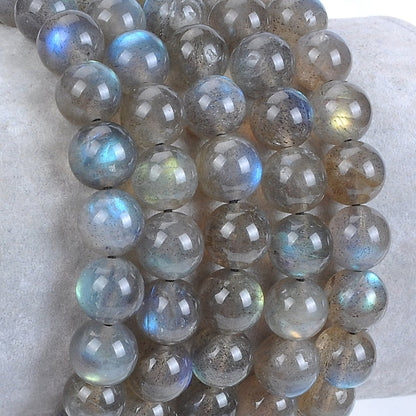 MASSIVE BEADS Natural Healing Power Gemstone Crystal Beads Unisex Adjustable Macrame Bracelets (Labradorite, 8mm)