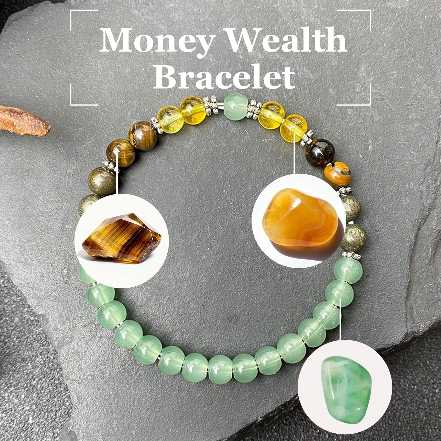 Long tiantian Crystal Money Bracelets for Women Wealth Attraction Green Jade Feng Shui Luck Bracelets Healing Protection Jewelry Spiritual Friend Birthday Jewelry Gifts