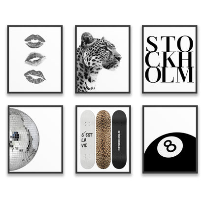 TwoDays Stockholm Style Room Decor for Women, Chic Trendy Wall Art for Living Room Aesthetic, Luxury Fashion Posters for Home Bedroom Apartment Dorm (8" X 10", Set of 6, UNFRAMED)