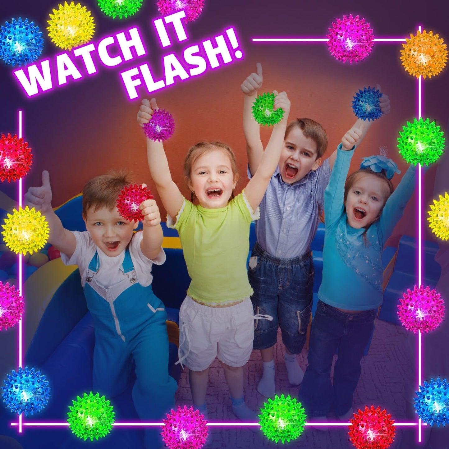 Sensory Light Up Bouncy Balls - Sensory Toys for Kids with Autism Toys for 3-4 5-7 8-12 Gifts for Boys Girls Spiky Stress Balls Novelty Noisemaker Toys Easter Basket Stuffers