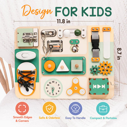 KALOTOYS Busy Board Montessori Toys for 1 2 3 Year Old - Sensory Toys for Toddlers 1-3 - Fine Motor Skills & Early Learning - Montessori Gift for Boys & Girls, Travel-Friendly & Safe