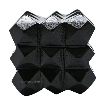 Amazing Gemstone Black Agate Crystal Cube with 54 Pyramid - 1" Mini Lemurian Pyramid Cube Figurine of Natural Stone Pyramid for Meditation, Reiki, Chakra Balancing Vastu Pooja and Crystal Grids