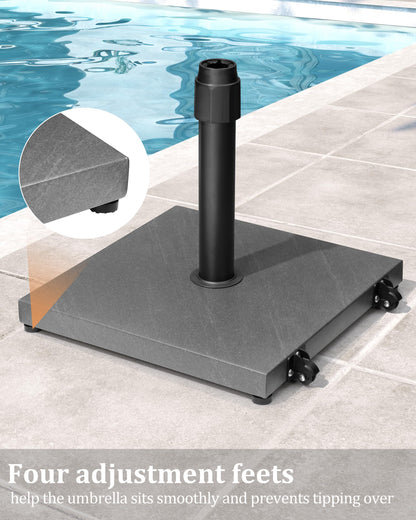 JOINHOM 45lbs Patio Umbrella Base with Wheels - Heavy Duty Outdoor Patio Market Umbrella Stand for Deck with Rollers, Poolside, Balcony, Wind-Resistant Design, Grey