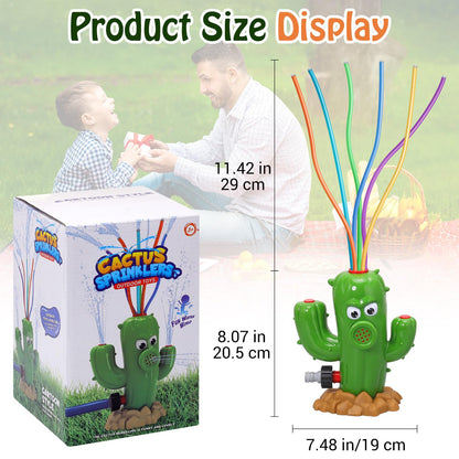 HeySplash Water Sprinkler Toy, Sprinkler for Kids Outdoor Play, Sprinkler Toy with 6 Wiggle Tubes, Outside Backyard Lawn Toys, Splashing Fun for Over 3 Year Boys Girls, Attach to Garden Hose, Cactus