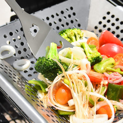 Stainless Steel Grill Basket, Large 12 Inches BBQ Accessories for Vegetable, Shrimps, Kabobs,Work for All Grill by DIMESHY