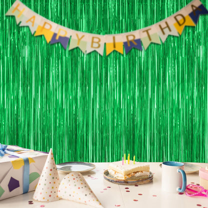 2 Pack Tinsel Backdrop, 3.28 FTx7.05 FT Green St Patricks Day Party Decorations, Metallic Backdrop Curtains Tinsel Curtains Streamer Backdrop, Party Supplies Wall Decor for St. Patricks Party Birthday