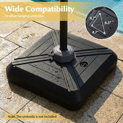 Tangkula Cantilever Umbrella Base with Wheels, 345 LBS Heavy-Duty HDPE Sand Water Filled Offset Umbrella Weighted Stand with Cross Base for Patio Backyard Poolside