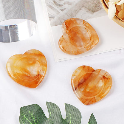 LEADGEM Citrine Heart Worry Stone Citrine Crystals Heart Shaped Thumb Stone Palm Love Citrine Gemstone Stones with Gifts Box 1.7”
