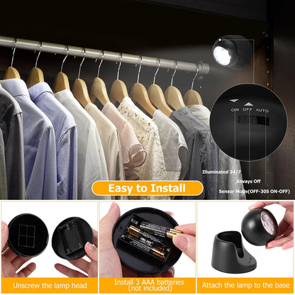 Motion Sensor Outdoor Lights - Outdoor Motion Sensor Light Battery Operated Wireless Spotlight Motion Detector Security Light Auto On Off for Sheltered Porch Stair Hallway Garage Wall Shed (2 Pack)