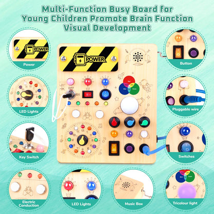Konijiwa Busy Board, Montessori Toys for 1-3 Years Old Boys & Girls, Sensory Toys for Kids with Autism, Toddlers Learning Activity for Early Development (Busy Board v5)