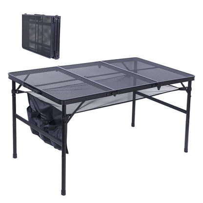 Nice C Table for Grill, Outdoor Table, Camping Cooking Picnic Tables, Card Tables Adjustable Height, Mesh Bag, Carry Handle (47.3” x 23.7“ x 14.7”/24.2“ Black)