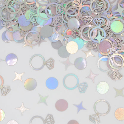Blopee 300 PCS Iridescent Bachelorette Confetti, Engagement Confetti Wedding Shower Table Decorations, Ring Table Scatters for Bridal Shower Decorations