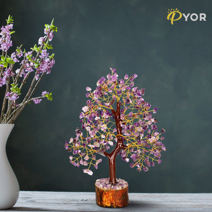 PYOR Amethyst Crystals, Artificial Tree, Money Trees, Crystals and Stones, Desk Decorations for Women Office, Feng Shui Decor, Spiritual Gifts for Women, Meditation Accessories, Housewarming Gifts